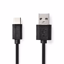 Nedis CCGL60600BK10, 1 m, USB A, USB C, USB 2.0, 0,48 Gbit/s, Noir