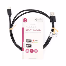Nedis CCGL60600BK10 câble USB USB 2.0 1 m USB A USB C Noir