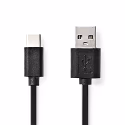 Nedis CCGL60600BK20, 2 m, USB A, USB C, USB 2.0, 480 Mbit/s, Noir