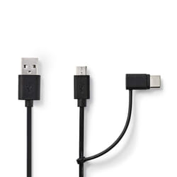 Nedis CCGL60610BK10 câble USB 1 m USB 2.0 USB A USB C/Micro-USB B Noir