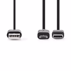 Nedis CCGL60610BK10 câble USB 1 m USB 2.0 USB A USB C/Micro-USB B Noir