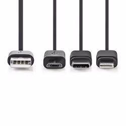 Nedis CCGL60620BK10 câble USB 1 m USB 2.0 USB A USB C/Micro-USB B/Lightning Noir