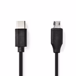 Nedis CCGL60750BK10, 1 m, Micro-USB B, USB A, USB 2.0, 480 Mbit/s, Noir