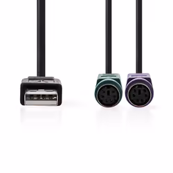 Nedis CCGB60830BK03, 0,3 m, USB A, 5-p DIN, Mâle, Femelle, Noir