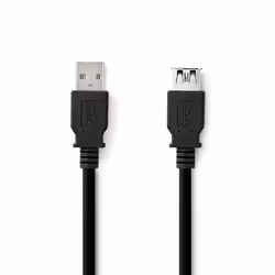 Nedis CCGL61010BK10, 1 m, USB A, USB A, USB 3.2 Gen 1 (3.1 Gen 1), 5000 Mbit/s, Noir
