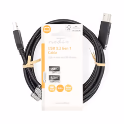 Nedis CCGL61100BK20 câble USB USB 3.2 Gen 1 (3.1 Gen 1) 2 m USB A USB B Noir
