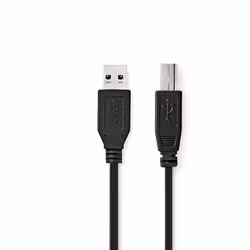 Nedis CCGB61100BK20, 2 m, USB A, USB B, USB 3.2 Gen 1 (3.1 Gen 1), 5000 Mbit/s, Noir