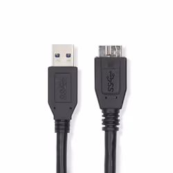 Nedis CCGL61500BK05, 0,5 m, USB A, Micro-USB B, USB 3.2 Gen 1 (3.1 Gen 1), 5000 Mbit/s, Noir