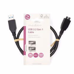 Nedis CCGL61500BK05 câble USB 0,5 m USB 3.2 Gen 1 (3.1 Gen 1) USB A Micro-USB B Noir