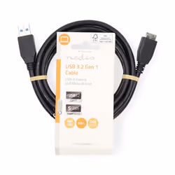 Nedis CCGL61500BK20 câble USB USB 3.2 Gen 1 (3.1 Gen 1) 2 m USB A Micro-USB B Bleu