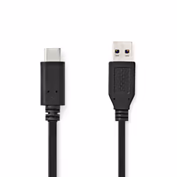 Nedis CCGL61650BK10, 1 m, USB A, USB C, USB 3.2 Gen 2 (3.1 Gen 2), 10 Gbit/s, Noir