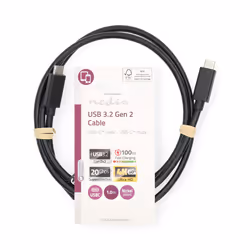 Nedis CCGL64020BK10 câble USB USB 3.2 Gen 2x2 1 m USB C Noir
