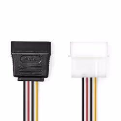 Nedis CCGB73500VA015, 0,15 m, Molex (4-pin), SATA 15 broches, Mâle, Femelle, Droit