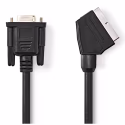 Nedis CVGL31550BK20, 2 m, SCART (21-pin), VGA (D-Sub), Femelle, Mâle, Nickel