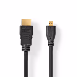 Nedis CVGL34700BK15, 1,5 m, HDMI Type A (Standard), HDMI Type D (Micro), Compatibilité 3D, 10,2 Gbit/s, Noir