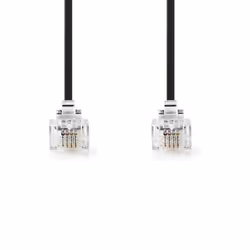 Câble Telecom - NEDIS - TCGL90200BK100 - RJ11 Mâle - 10.0 m - Câble plat plaqué or