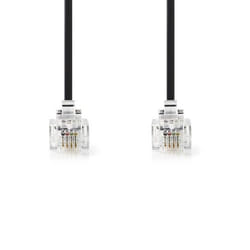 Câble Telecom - NEDIS - TCGL90200BK100 - RJ11 Mâle - 10.0 m - Câble plat plaqué or