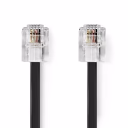 Nedis TCGL90200BK20, 2 m, RJ-11, RJ-11, Noir, Mâle, Mâle