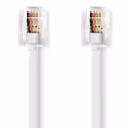 Nedis TCGL90200WT50, 5 m, RJ-11, RJ-11, Blanc, Mâle, Mâle