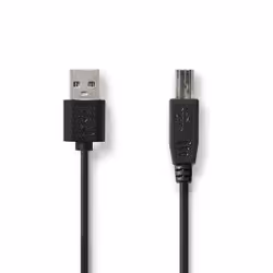 Nedis CCGL60101BK20, 2 m, USB A, USB B, USB 2.0, 0,48 Gbit/s, Noir
