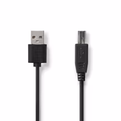 Nedis CCGL60101BK30, 3 m, USB A, USB B, USB 2.0, 480 Mbit/s, Noir