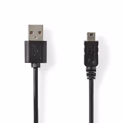 Nedis CCGL60301BK20, 2 m, USB A, Surface connect 5-pin, USB 2.0, 0,48 Gbit/s, Noir