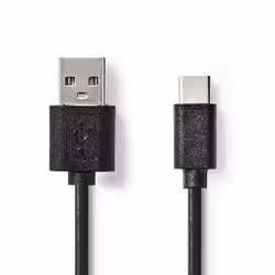 Nedis CCGL60601BK20, 2 m, USB A, USB C, USB 2.0, 480 Mbit/s, Noir