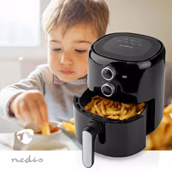 Nedis KAAF130BK friteuse Unique 3 L Autonome 1500 W Friteuse d’air chaud Noir