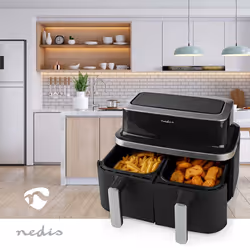 Nedis KAAF320BK friteuse Double 4,2 L Autonome 2600 W Friteuse d’air chaud Noir