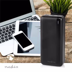 Nedis UPBK65W30000BK banque d'alimentation électrique Lithium Polymère (LiPo) 32000 mAh Noir