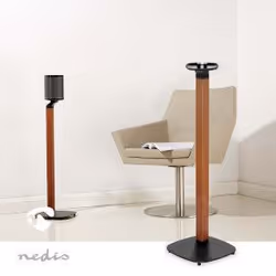 Nedis SPMT5770BN support de haut-parleurs Sol Métal, Bois Noir