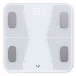 Nedis SmartLife, Pèse-personne électronique, 180 kg, 100 g, Blanc, kg, lb, Rectangle
