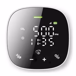 Nedis SmartLife Air Quality Monitor, Noir, Blanc, Dioxyde de carbone (CO2), Plastique, LED, Android, iOS, 1 pièce(s)