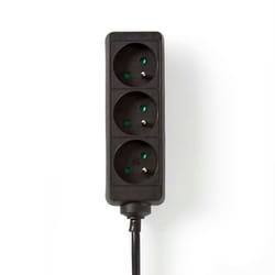 Rallonge Multiprise 3 Voies 3680W 16A Broche Terre 5m Type E France Nedis Noir
