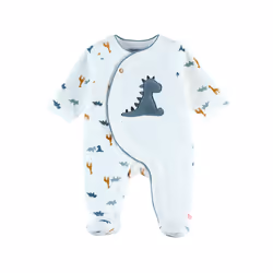 Noukie's T2210131, Pyjama, Bébé (0-2 ans), Mâle, Bleu, Blanc, Coton, Polyester, 1M