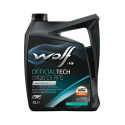Wolf - Huile moteur officialtech 0W20 C5 rfe - Bidon de 5 litres - 1042489 - Ce produit de marque est neuf.