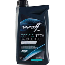 Wolf - Huile moteur officialtech 0W30 ll iii fe - Bidon de 1 litre - 1044342 - Ce produit de marque est neuf.
