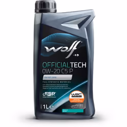 WOLF OFFICIALTECH 0W-20 C5 P Bidon de 1 litre d'huile moteur Huile ACEA C5 à faible teneur en cendres sulfatées, soufre et ph ...