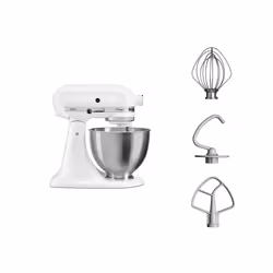KitchenAid 5K45SSEWH Robot mixer 275 W Métallique, Blanc