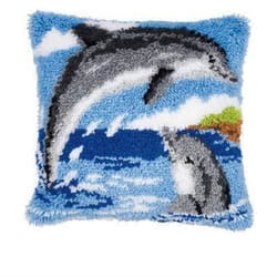 Kit coussin au point noué - VERVACO - Dauphins - Bleu - Synthétique - Chambre