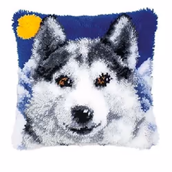 Kit coussin au point noué - VERVACO - Un loup - Gris - Synthétique - Chambre