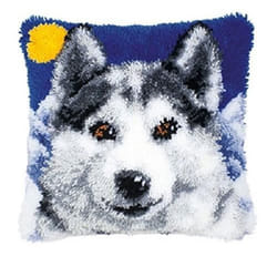 Kit coussin au point noué - VERVACO - Un loup - Gris - Synthétique - Chambre