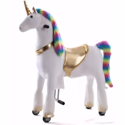 Âge : 5 à 9 ans Poids maximal supporté : 45 kg Hauteur d’assise : 65 cm Mouvement de galop mécanique Fonction de direction Ro ...