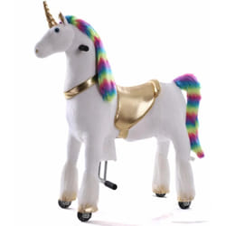 Licorne Cheval d’équitation à Roues - Grand - 5 à 9 ans - Jouet à Bascule - Arc-en-ciel