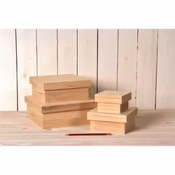 Ensemble de boîtes gigognes - ARTEMIO - 4 pièces - Bois - Marron - 255x255x105 mm