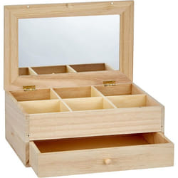Coiffeuse - ARTEMIO - 6 Compartiments - 1 Tiroir - Bois - Miroir Inclus - Marron