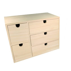 Bloc en bois 5 tiroirs 35x15x26cm
