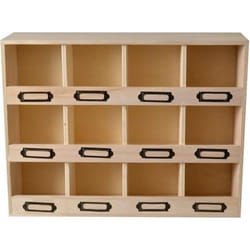 Casier de rangement - Artémio - 12 boîtes - Bois - Beige - Mixte