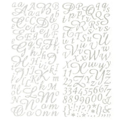 Sticker Alphabet script Argenté pailleté 177 lettres