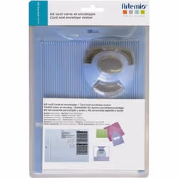 Kit outil carte et enveloppe - ARTEMIO - Punch board - Plastique bleu - Dimensions 215 x 16 cm